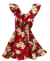 Hawaiian Hula Girl Plumeria Red Cotton Dress